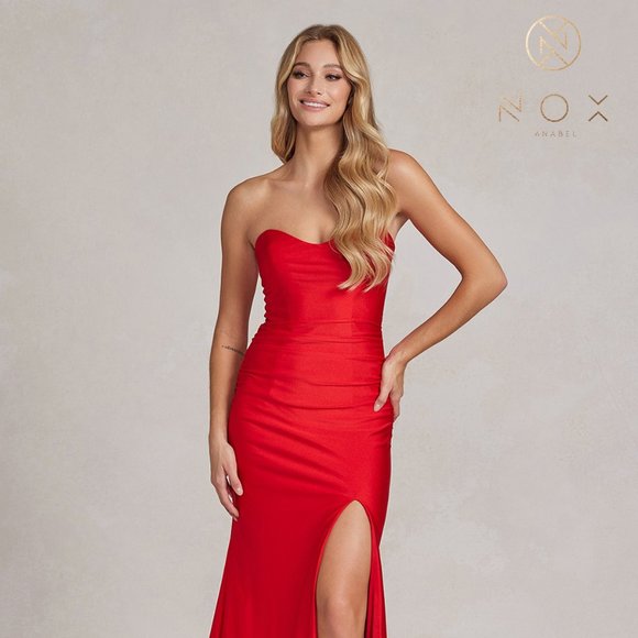 NOX Dresses & Skirts - NEW LONG OFF THE SHOULDER STRAPLESS SHEATH GOWN WITH CUT OUT BACK & ZIP NX T1139